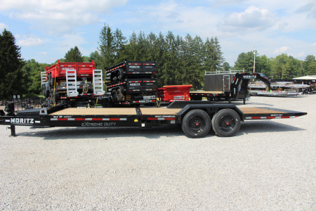 New 2026 Moritz 7' x 16' + 8' Low Pro - Gravity Tilt - Equipment Trailer - 25900# GVW