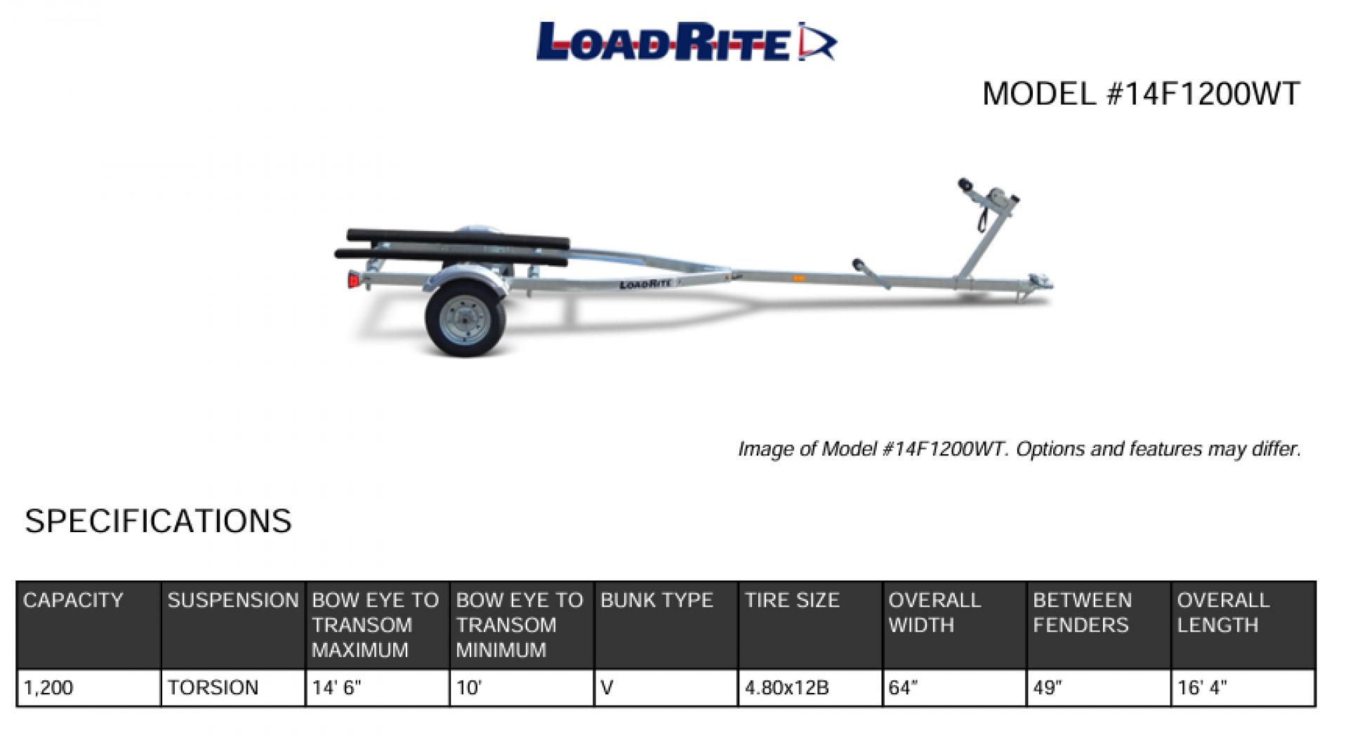 New 2026 Load Rite 14'6" V-Bunk Boat Trailer