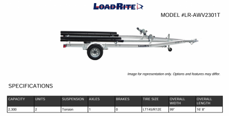 New 2026 Load Rite ALUMINUM Frame Double Jet Ski Trailer