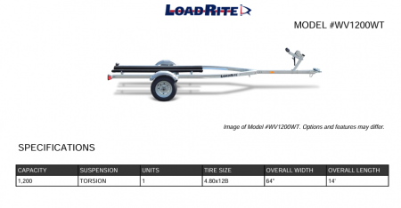 New 2026 Load Rite 14' (2 to 3 Seat) Jet Ski Trailer w/ Swing Up Jack