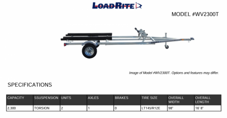 New 2026 Load Rite Double Jet Ski GALVANIZED Trailer w/ Swing up Jack