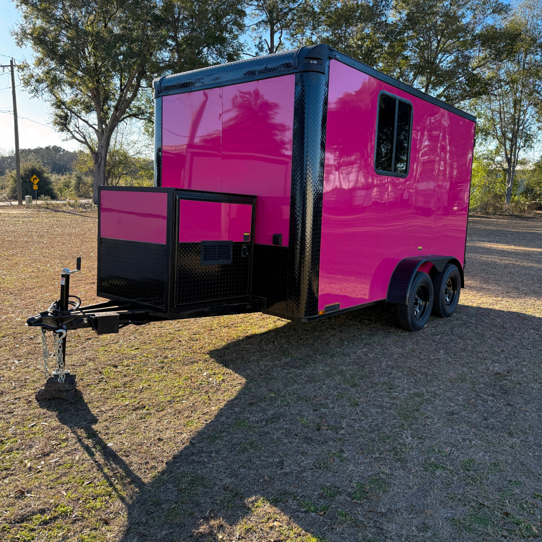 New 7X14TA Pink Pet Grooming Trailer