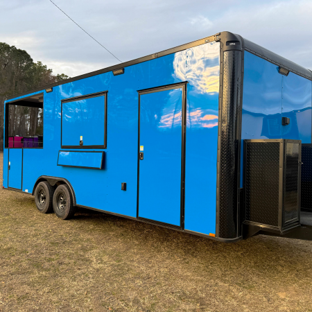 New 8.5X24TA3 Blue Concession Porch Trailer