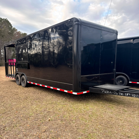 New 8.5X26TA3 Black Concession Porch Trailer