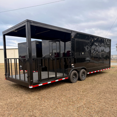 New 8.5X26TA3 Black Concession Porch Trailer