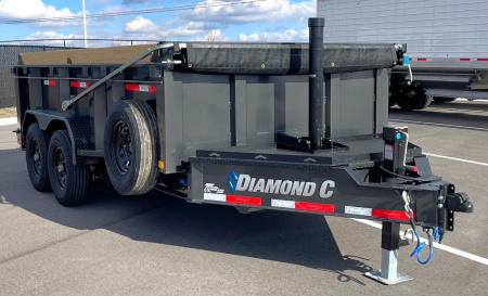 New Diamond C 14' LPT 207 Dump Trailer - 32" Sides, Board Brackets, Spare, Solar Charger