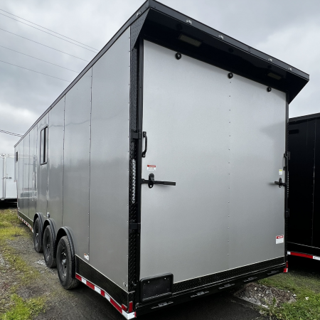 New 8.5X34TTA3 Silver Gooseneck Race Ready Trailer