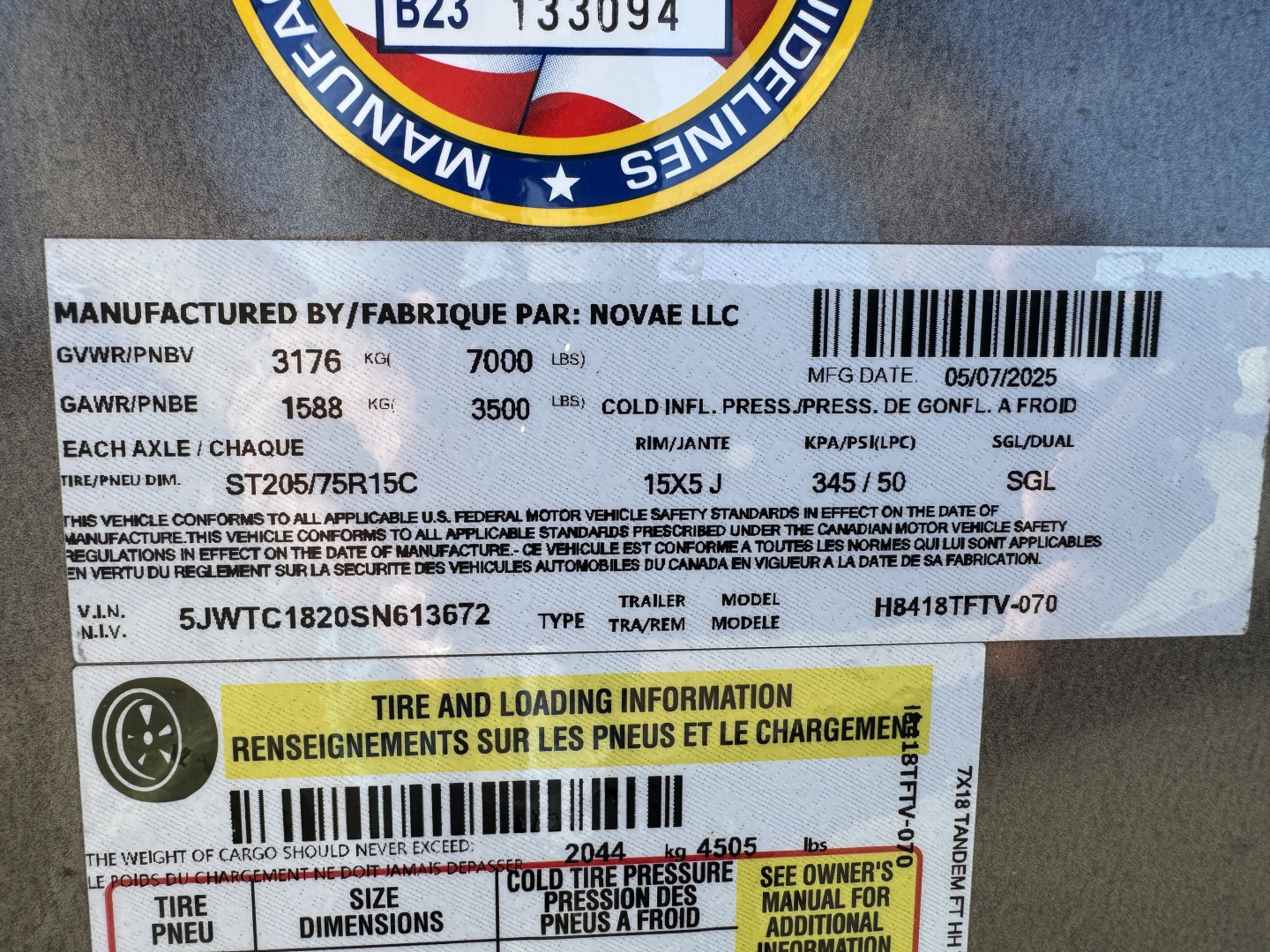 New 2026 H&H Trailers H8418TFTV-07 Cargo / Enclosed Trailer