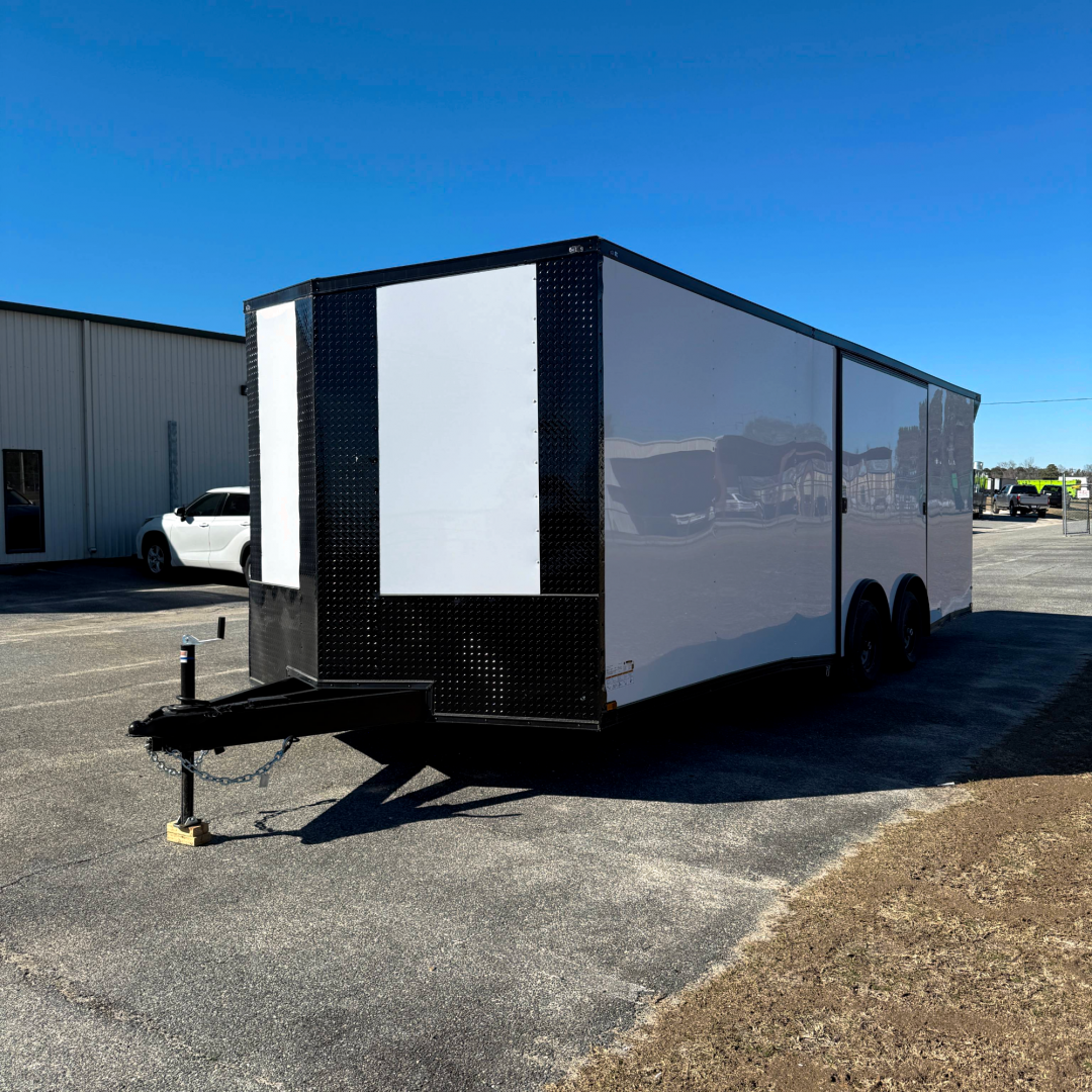 New 8.5X24TA3 White Car Hauler Trailer