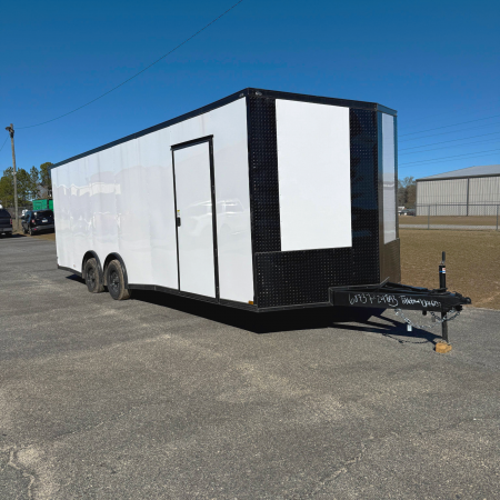 New 8.5X24TA3 White Car Hauler Trailer