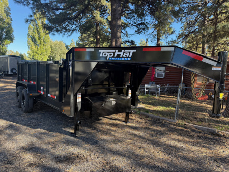 New 2026 Top Hat Trailers 7'X14' Gooseneck Dump Trailer 14000 lb G.V.W. 3' Sides Dump Trailer