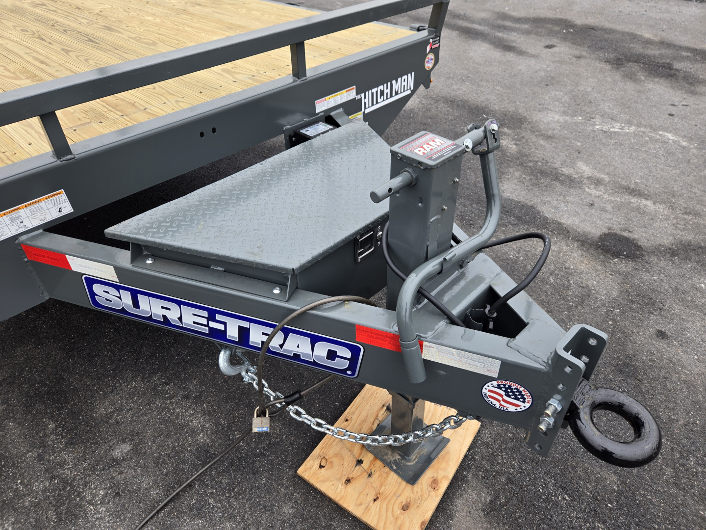 New 8.5 x 22 (18+4) Sure-Trac Beavertail Deckover Equipment Trailer, 15k GVWR ***Gray w/ Toolbox in Tongue, 12k Jack, Pintle Eye