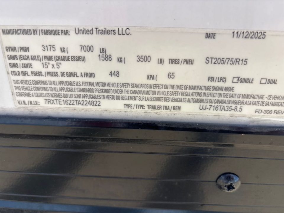 New 2026 United Trailers UJ-716TA35-8.5 Cargo / Enclosed Trailer