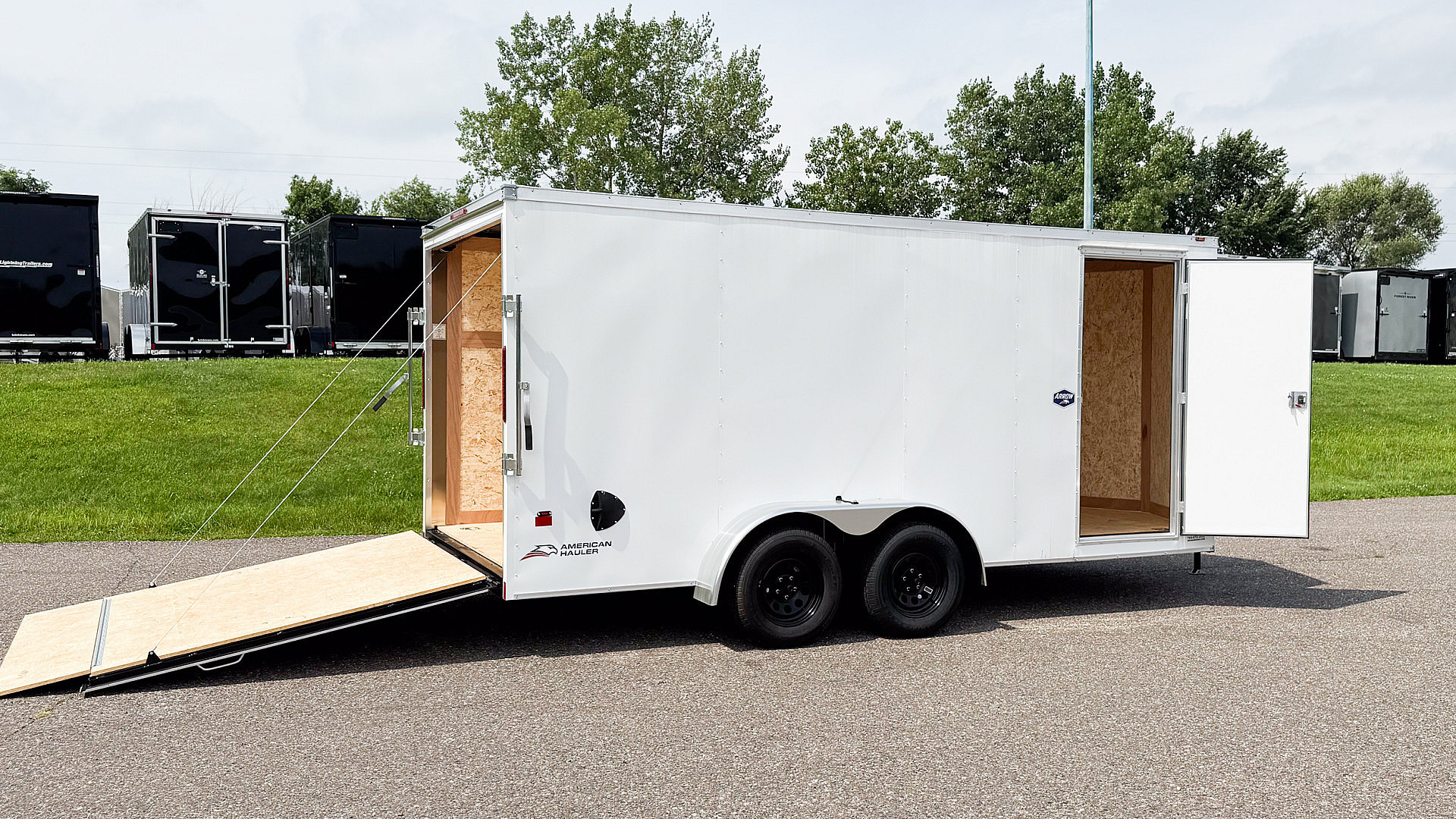 New American Hauler 7x16 Tandem Enclosed Cargo Trailer - Rear Ramp Door!