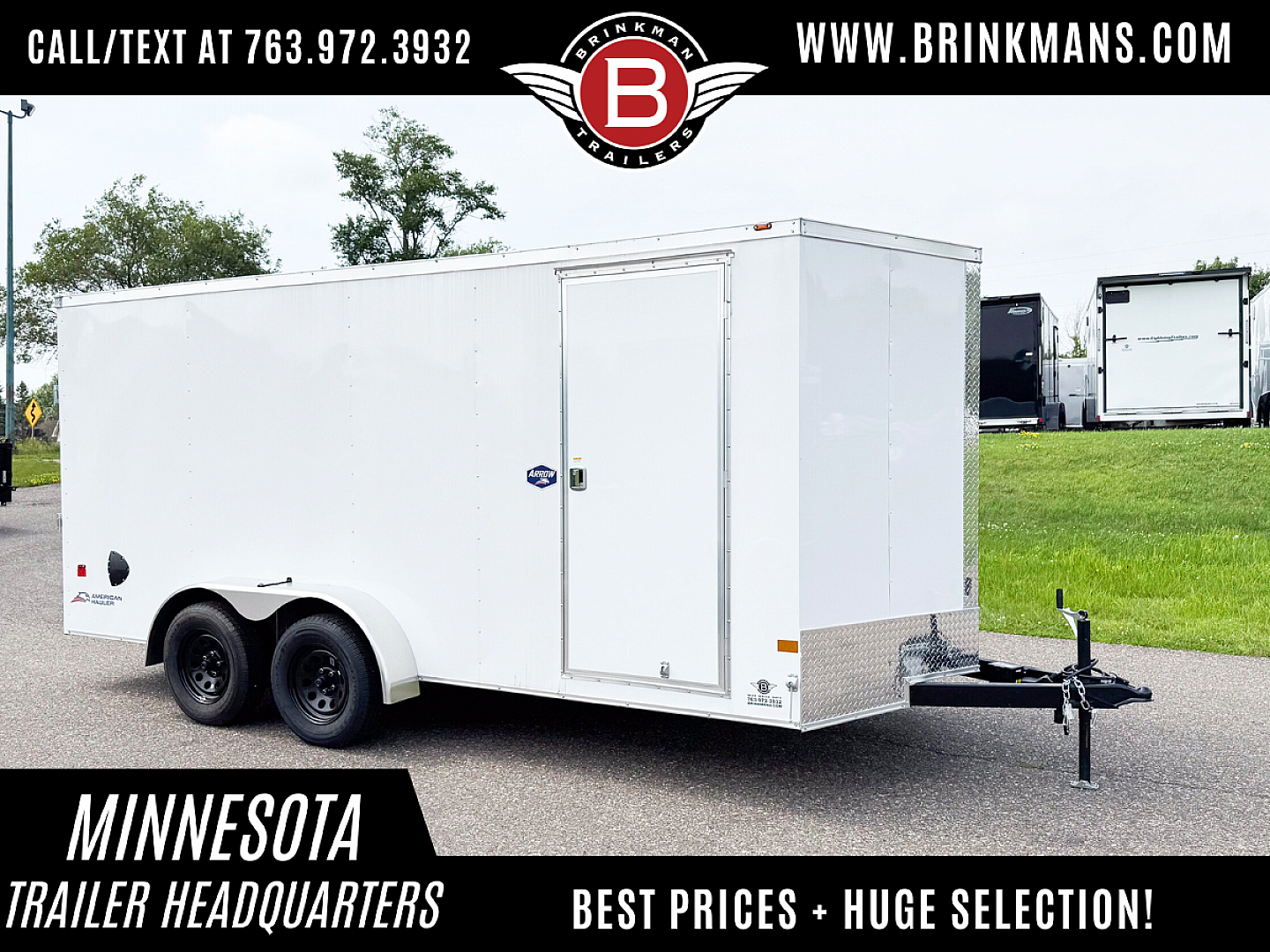 New American Hauler 7x16 Tandem Enclosed Cargo Trailer - Rear Ramp Door!