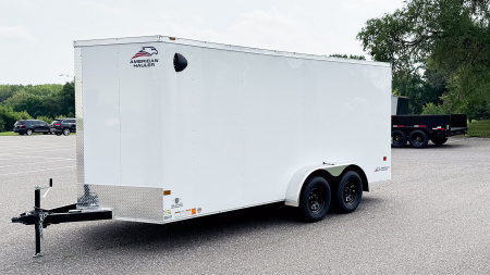 New American Hauler 7x16 Tandem Enclosed Cargo Trailer - Rear Ramp Door!