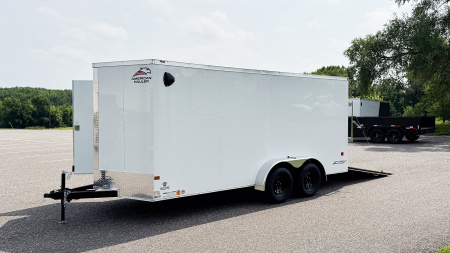 New American Hauler 7x16 Tandem Enclosed Cargo Trailer - Rear Ramp Door!