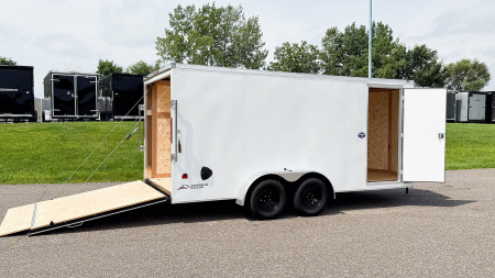 New American Hauler 7x16 Tandem Enclosed Cargo Trailer - Rear Ramp Door!