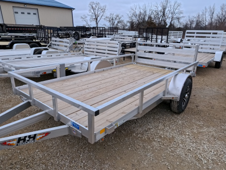 New 2026 H&H Trailers 76 x 12 Aluminum Rail Side Utility with 5K GVWR and Spare Tire Mount