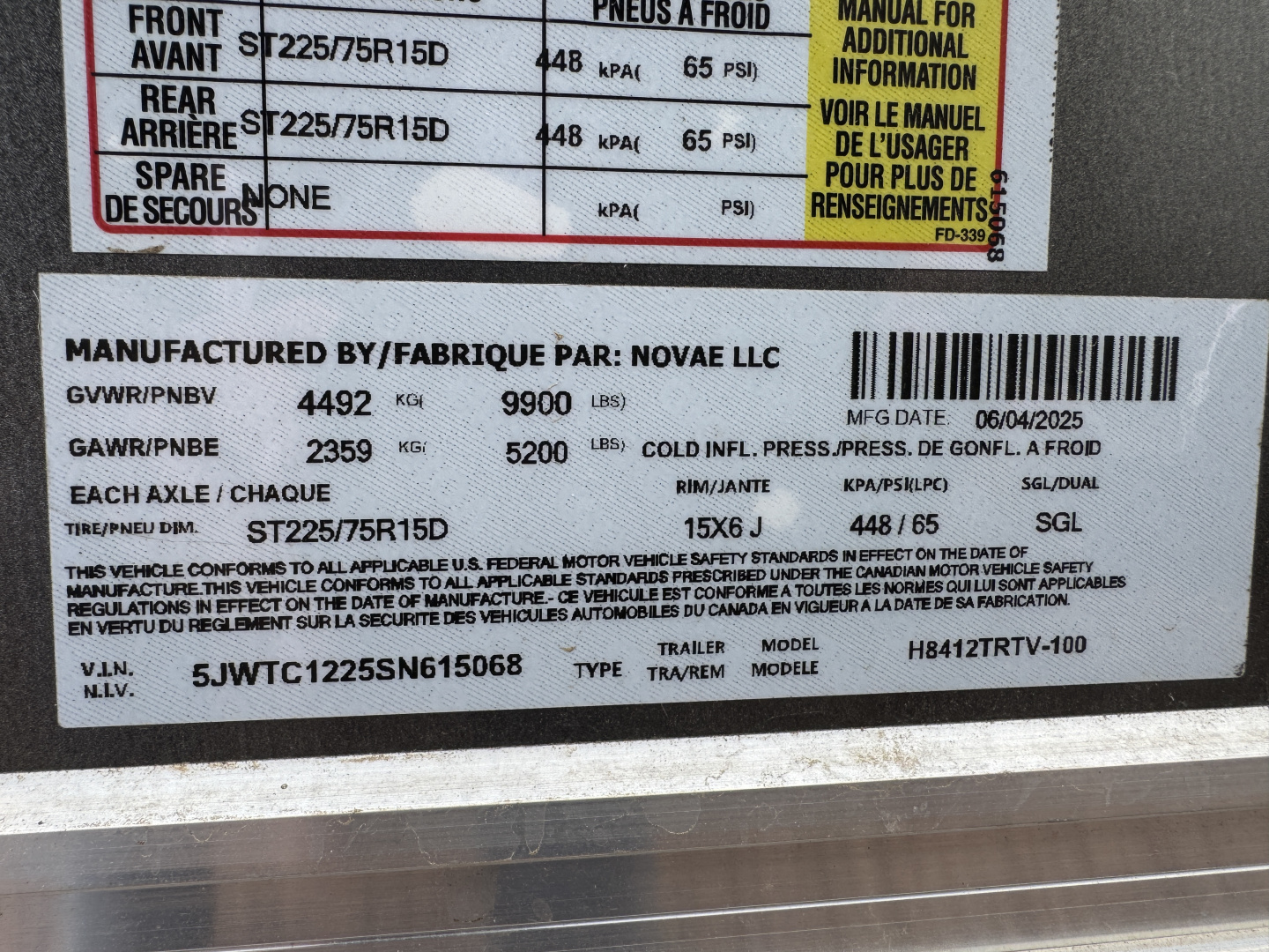 Used 2025 H&H Trailers H8412TRTV-10 Cargo / Enclosed Trailer