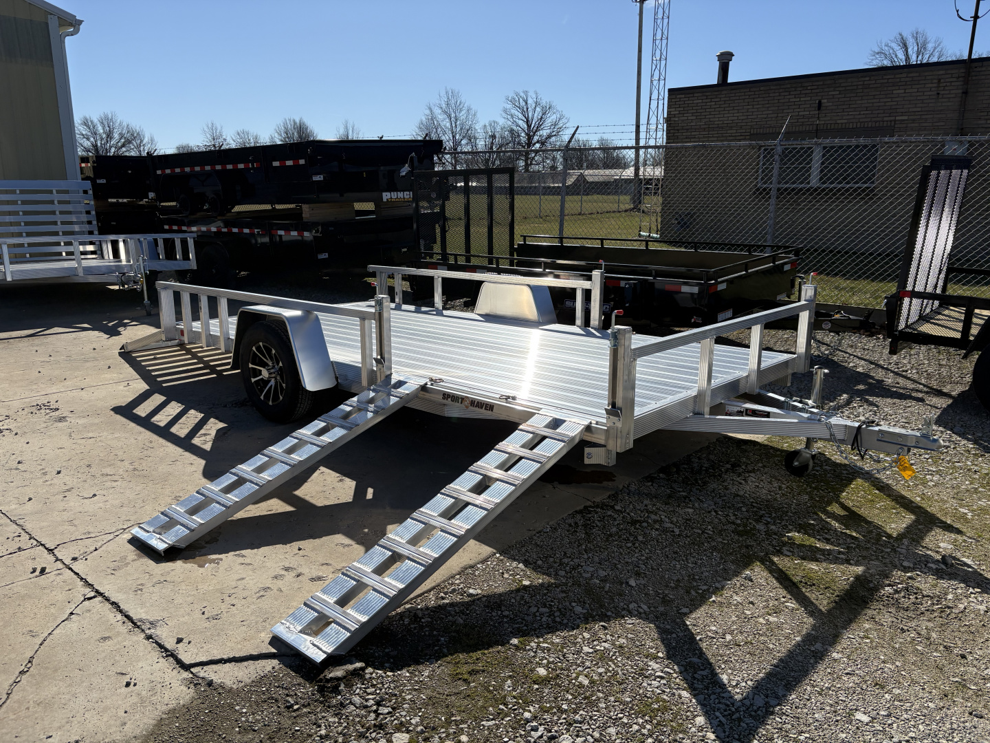 New 2026 Sport Haven 7'X14' DELUXE ALUMINUM W/ATV RAMP SIDES ATV Trailer