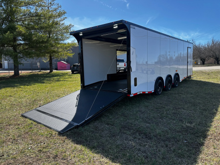 New 2026 Luxe 8.5x28 Race Trailer-Finished Interior-5200LB Triple Torsion-Escape Door- Bogey Wheels-E Track