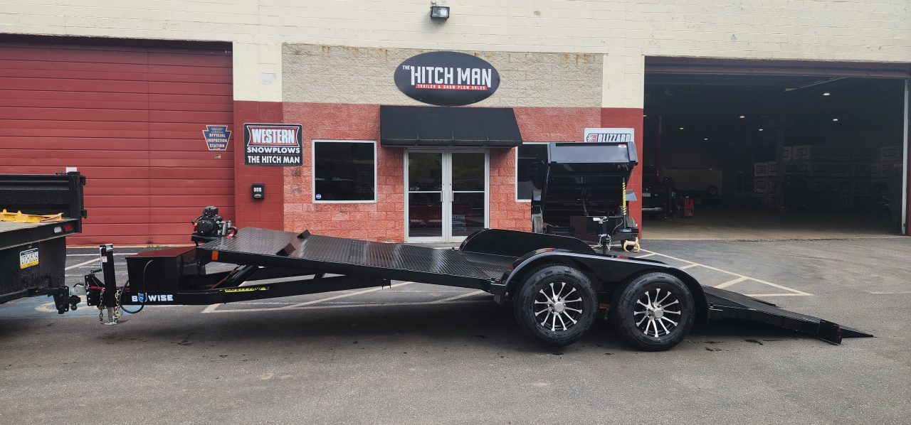 New 7 x 20 BWISE Hydraulic Tilt Car Hauler Car / Racing Trailer 10k***Smity Winch Package