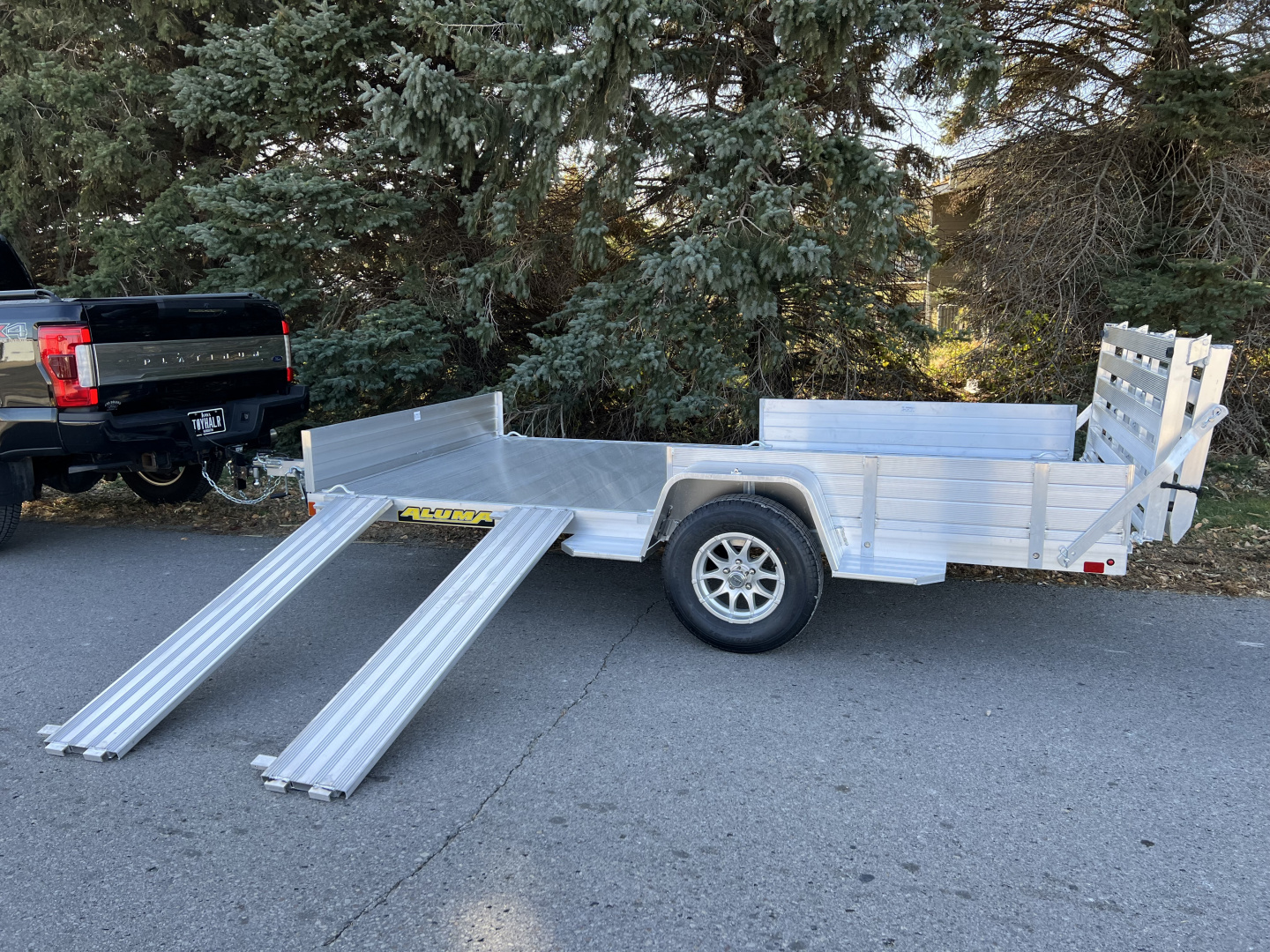 New 2027 Aluma 6'9  x 12 SR Utility Trailer w/ Side Ramps/Solid Rear Sides & Bi-Fold Gate