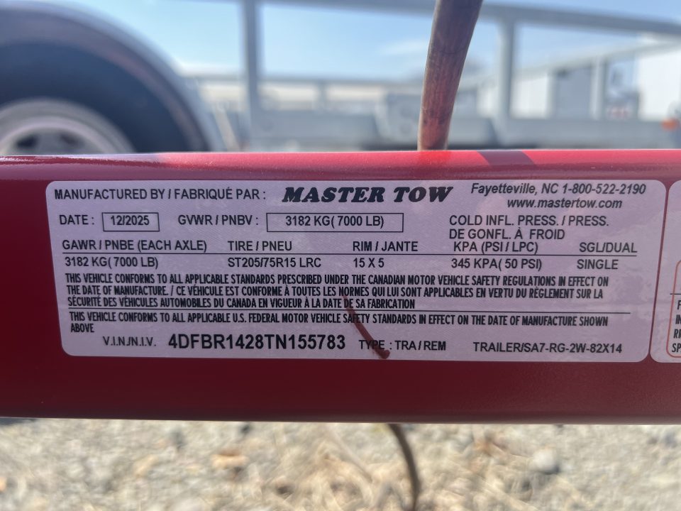 New 2026 Master Tow 6.10X14 7K Tube Top Utility Trailer