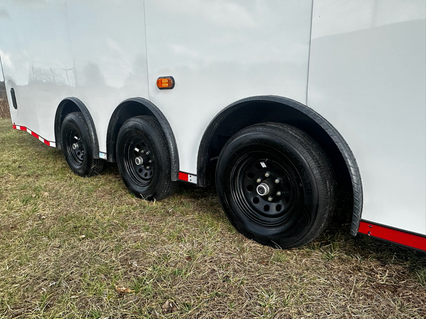 New 2026 Luxe 8.5x28 Car Hauler - 5200LB Triple Torsion Axle - White Poly- Blackout - Enclosed Car Hauler