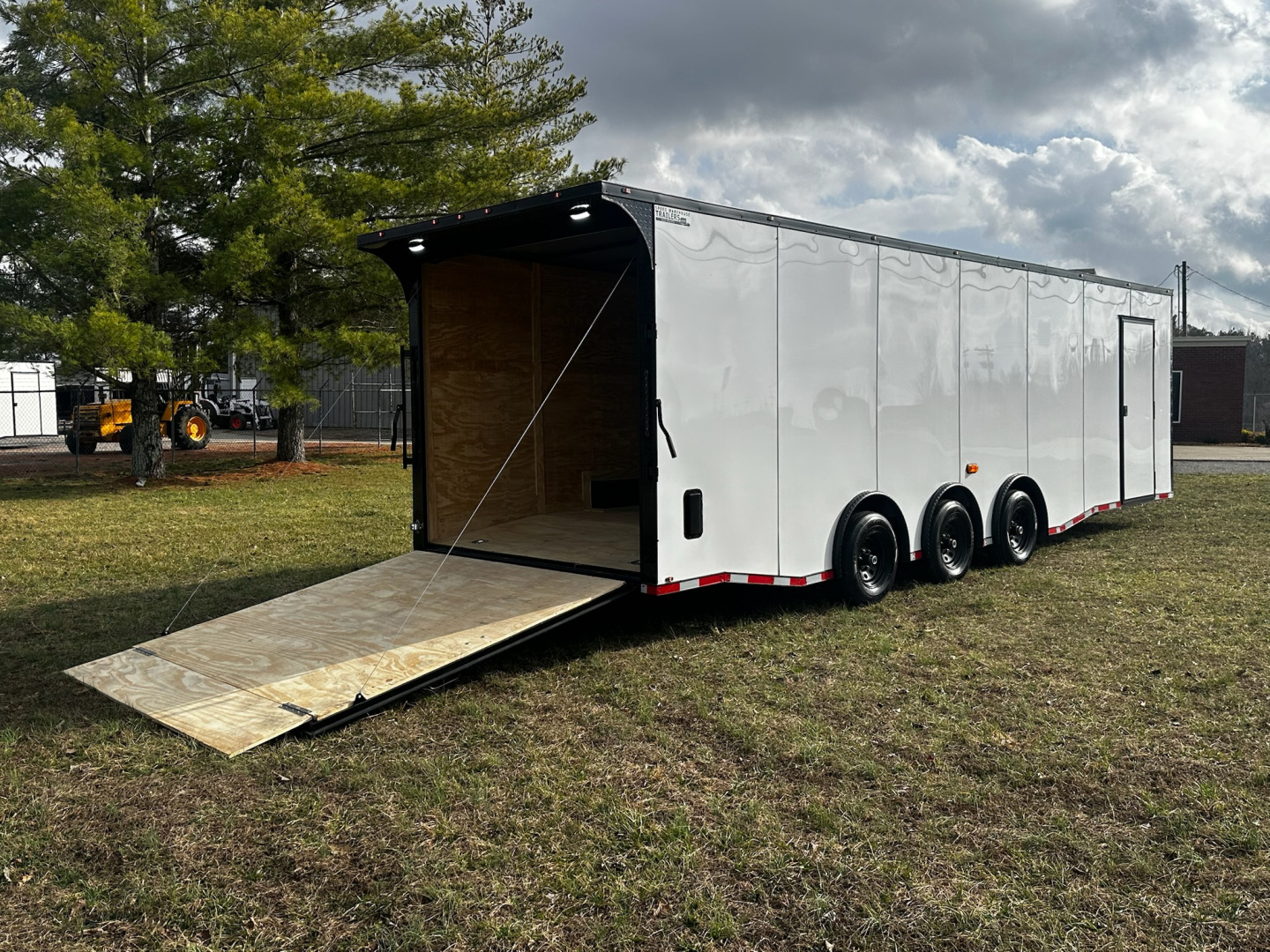 New 2026 Luxe 8.5x28 Car Hauler - 5200LB Triple Torsion Axle - White Poly- Blackout - Enclosed Car Hauler
