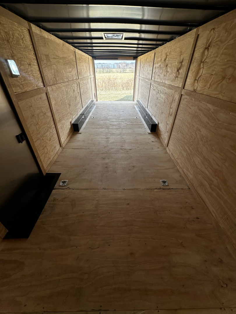 New 2026 Luxe 8.5x28 Car Hauler - 5200LB Triple Torsion Axle - White Poly- Blackout - Enclosed Car Hauler