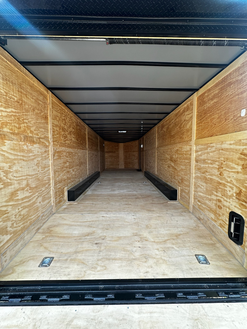 New 2026 Luxe 8.5x28 Car Hauler - 5200LB Triple Torsion Axle - White Poly- Blackout - Enclosed Car Hauler