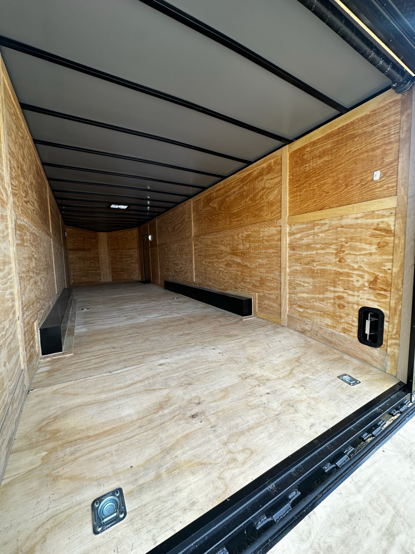 New 2026 Luxe 8.5x28 Car Hauler - 5200LB Triple Torsion Axle - White Poly- Blackout - Enclosed Car Hauler