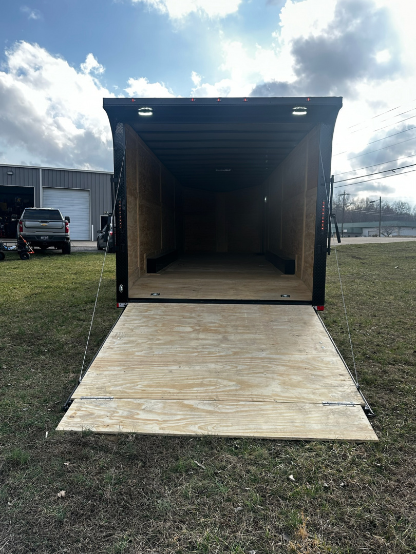 New 2026 Luxe 8.5x28 Car Hauler - 5200LB Triple Torsion Axle - White Poly- Blackout - Enclosed Car Hauler