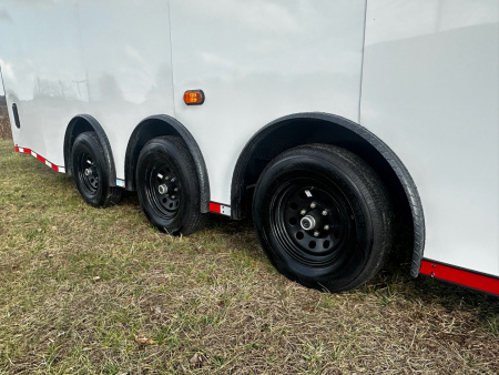 New 2026 Luxe 8.5x28 Car Hauler - 5200LB Triple Torsion Axle - White Poly- Blackout - Enclosed Car Hauler