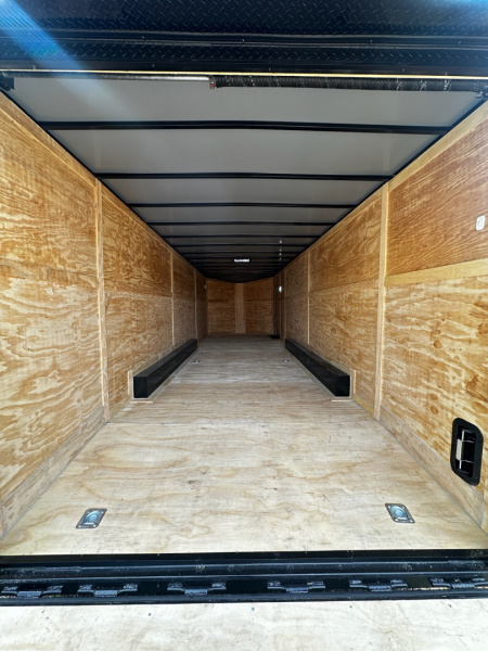 New 2026 Luxe 8.5x28 Car Hauler - 5200LB Triple Torsion Axle - White Poly- Blackout - Enclosed Car Hauler