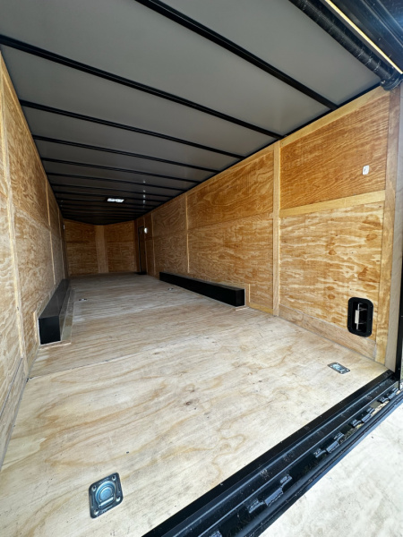 New 2026 Luxe 8.5x28 Car Hauler - 5200LB Triple Torsion Axle - White Poly- Blackout - Enclosed Car Hauler