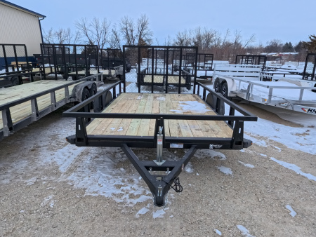 New 2026 HTC 7 x 12 Steel Utility Trailer with 2990 lb. GVWR & Anchor Management Post Side Rails - 4 Hole Securing Options