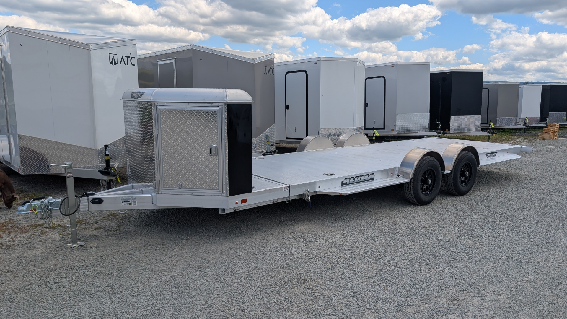 New 2027 Aluma 20' (20" Stationary + 20' Tilt) HD XL Executive Tilt Car Hauler w/ Cargo Box
