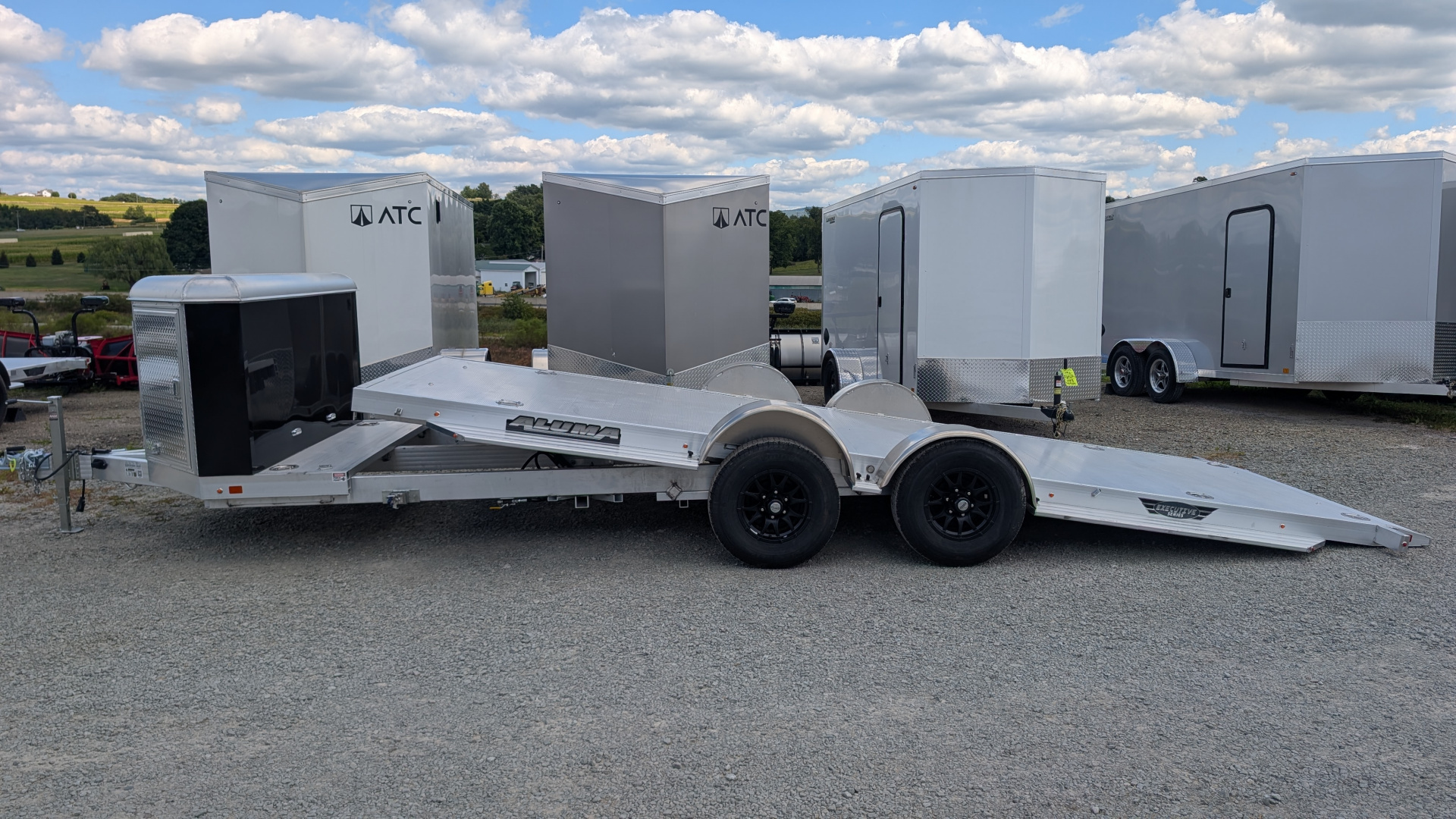 New 2027 Aluma 20' (20" Stationary + 20' Tilt) HD XL Executive Tilt Car Hauler w/ Cargo Box
