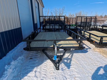 New 2026 HTC 7 x 12 Steel Utility Trailer with Anchor Management Post Side Rails - 4 Hole Securing Options