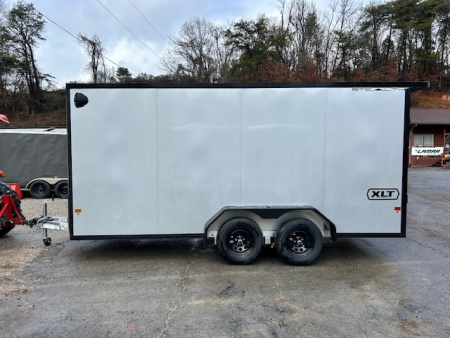New Stealth Aluminum Enclosed 7x16 XLT Pro Series 7K- Windstar Silver W/ Black Trim & Wing