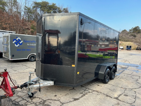 New Stealth Aluminum Enclosed 7x14 XLT Pro Series 7K- Black W/ Black Trim & Wing