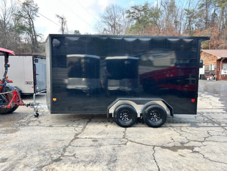 New Stealth Aluminum Enclosed 7x14 XLT Pro Series 7K- Black W/ Black Trim & Wing