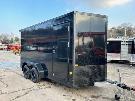 New Stealth Aluminum Enclosed 7x14 XLT Pro Series 7K- Black W/ Black Trim & Wing