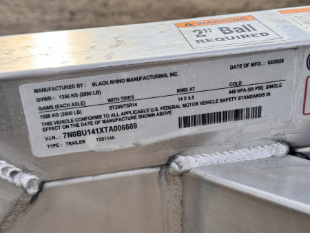 New 2026 Black Rhino 7-14 Aluminum Tilt Deck Utility 3K GVWR