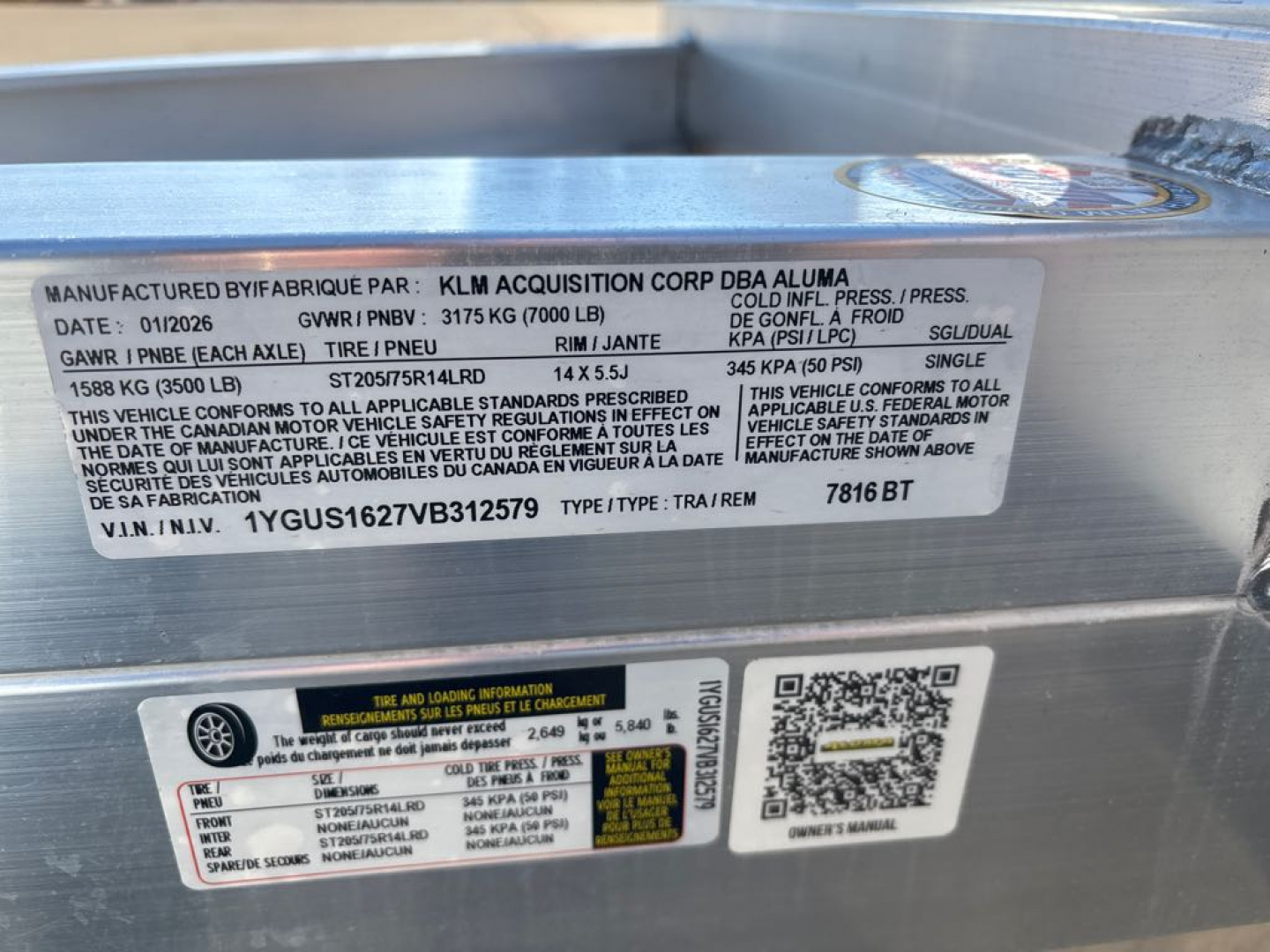 New 2027 Aluma 7816TA-EL-BT-RTD Utility Trailer