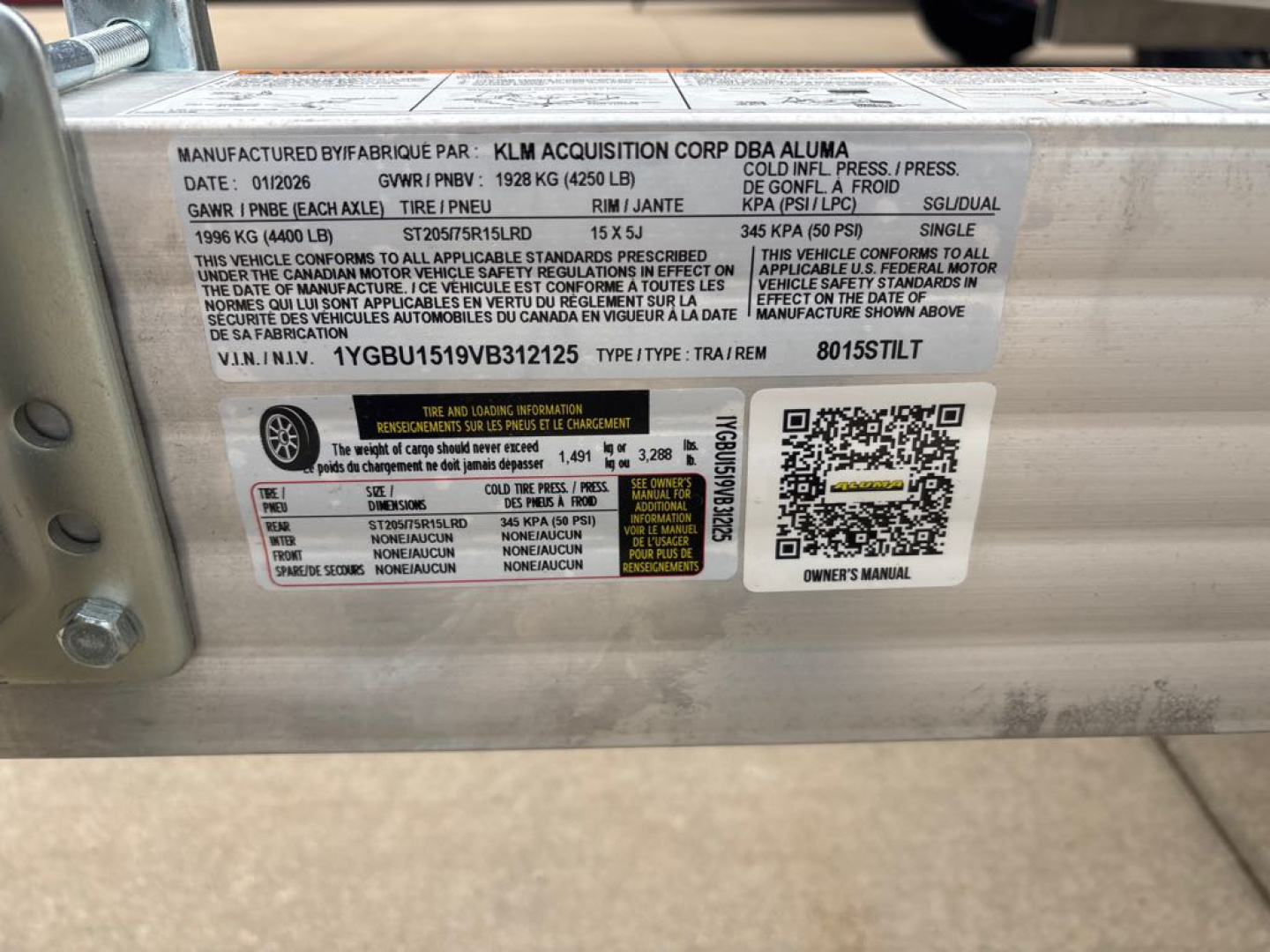 New 2027 Aluma 8015TILT-S-EL Utility Trailer