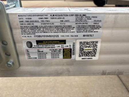 New 2027 Aluma 8015TILT-S-EL Utility Trailer